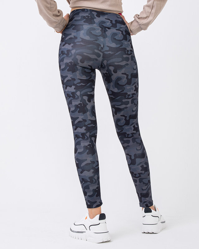 Jambiere de damă gri închis cu talie înaltă cu model - Îmbrăcăminte