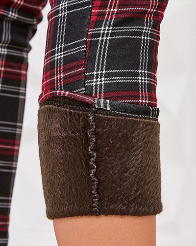 Royalfashion Pantaloni teggings pentru femei cu carouri încălzite
