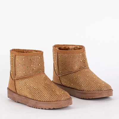 OUTLET Cizme de zapada dama cu zirconiu camel Rudis - Incaltaminte