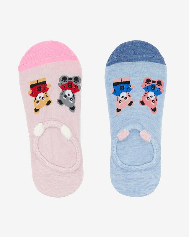 Șosete de damă bleumarin și maro cu imprimeu animal 2 / pachet - Lenjerie intimă