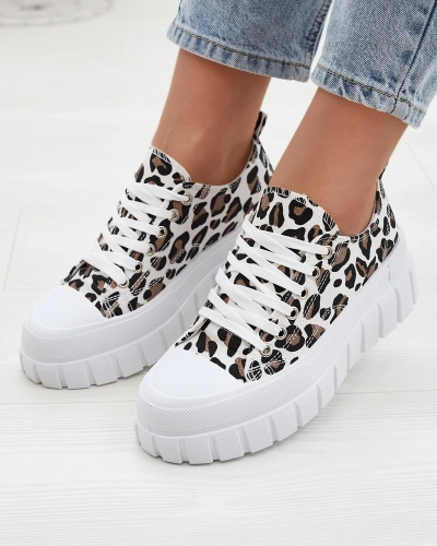 OUTLET Adidași cu platformă cu model pentru femei de culoare albă Ziratia - Încălțăminte