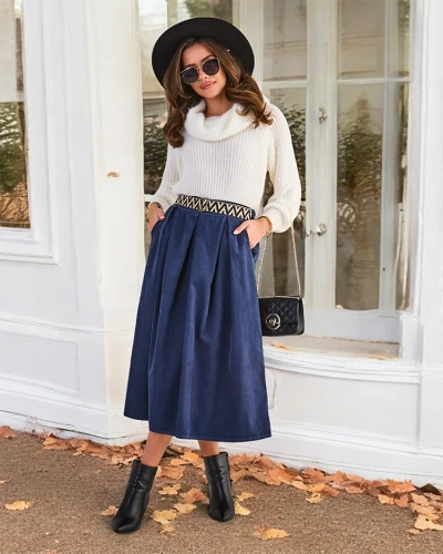 Fusta midi din catifea pentru femei de la Royalfashion