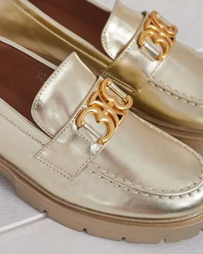 Mocasini Aurii Chloé Stil Elegant Dama