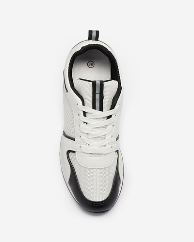 Încălțăminte de sport albă pentru femei, cu inserții de rubin negru - Încălțăminte