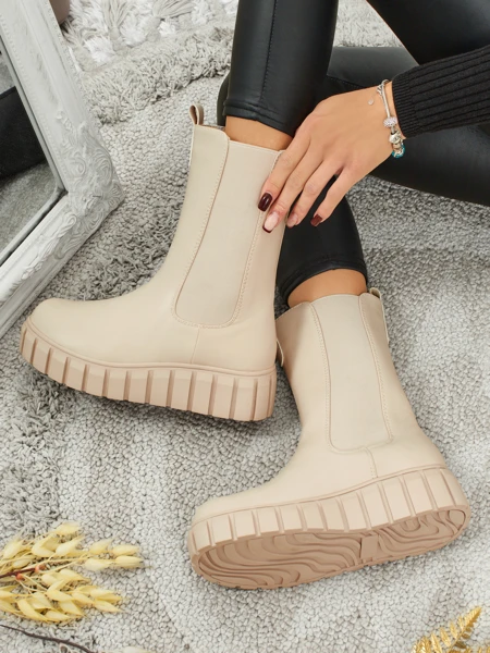 Botine înalte de damă din piele ecologică Livora