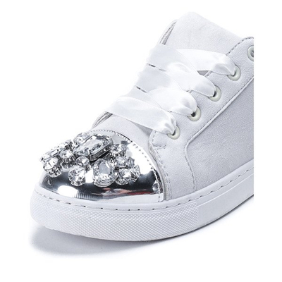 Jasnoszare tenisówki z cyrkoniami Emilyana - Obuwie