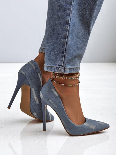 Royalfashion Pantofi cu toc înalt pentru femei Denim Chic