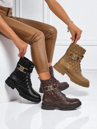 Botine matlasate de damă din piele ecologică Sable Rose