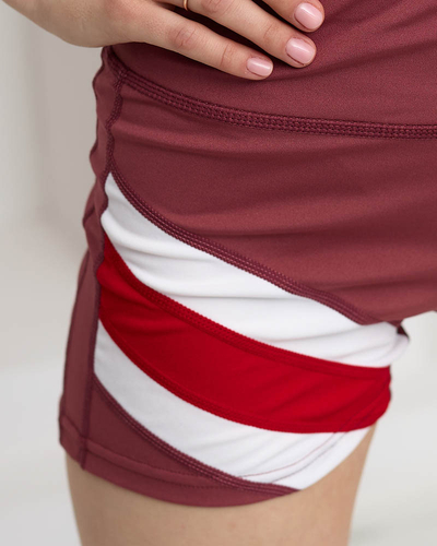 Pantaloni scurti roz închis cu inserție colorată- Îmbrăcăminte