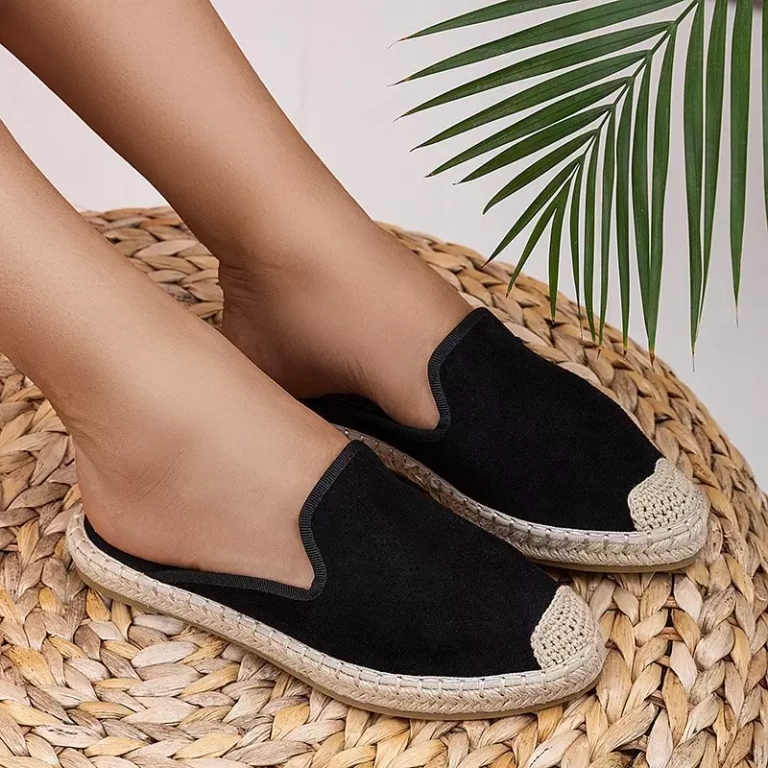 OUTLET Papuci de dama Courine negri - Încălțăminte