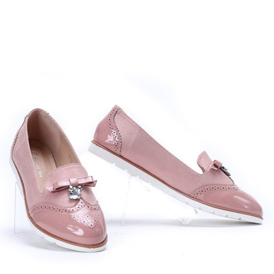 Rożowe mokasyny z cyrkonią Louise - Obuwie