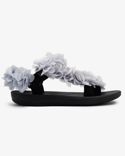 Royalfashion Sandale de damă gri cu flori Alferroy