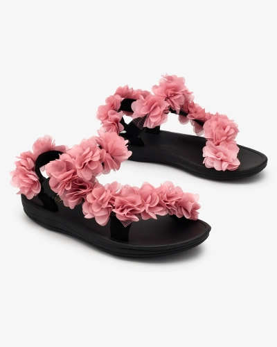 Royalfashion Sandale de damă roz cu flori Alferroy