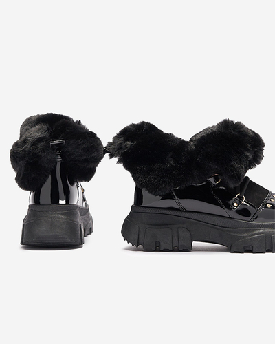 Cizme de zăpadă cu șiret pentru femei negre Fentes- Footwear