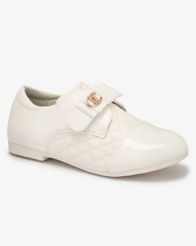 Pantofi pentru fete din piele ecologică matlasată, de culoare albă Werme- Footwear