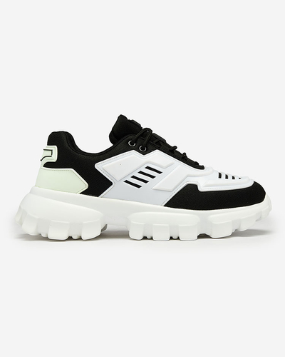 Royalfashion Adidași sport din material textil alb și negru pentru bărbați Lamkim