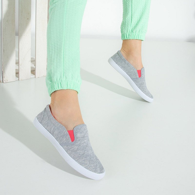 Slip pentru femei matlasat gri cu inserții fucsia Weridia - Încălțăminte