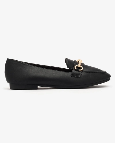 Royalfashion Mocasini negri pentru femei cu ornament auriu Olerika