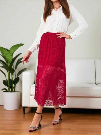 Fustă midi pentru femei de la Royalfashion cu dantelă