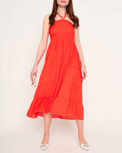 Rochie midi portocalie PLUS SIZE - Imbracaminte