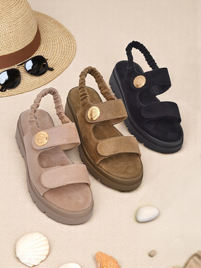 Sandal dam Royalfashion Callisto mawon kwi ekolojik platfòm