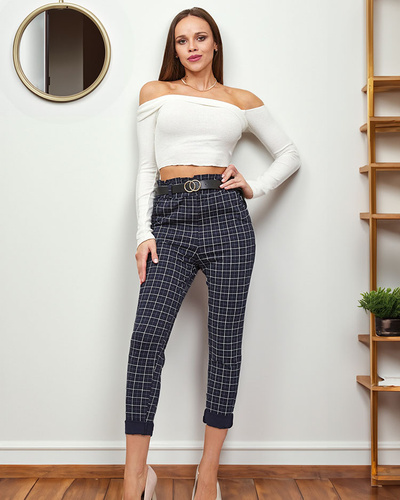 Royalfashion Pantaloni de damă în carouri