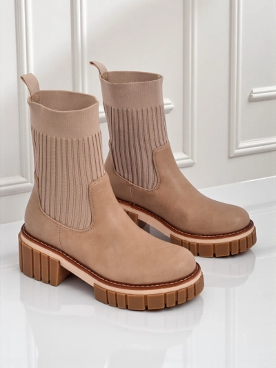 Botine de damă cu toc gros din piele ecologică Ivy Storm