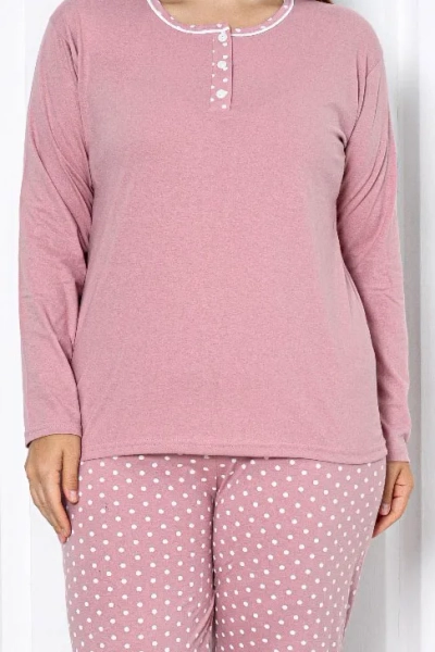 Royalfashion Pijamale pentru femei din bumbac 2 piese cu buline PLUS SIZE