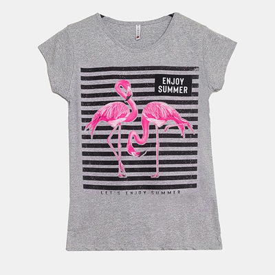 Szara koszulka z krótkim rękawem - Odzież