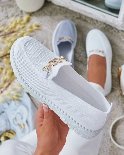 Royalfashion Mocasini de damă din material textil cu ornament auriu Erticae