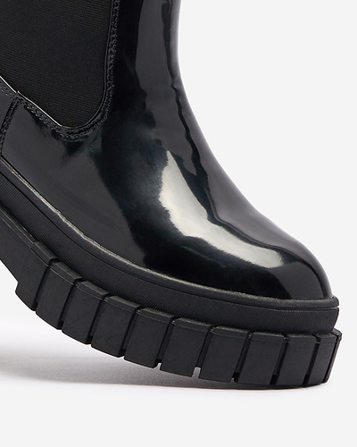 Cizme negre de damă din piele întoarsă cu talpă mai groasă Fazzati- Footwear