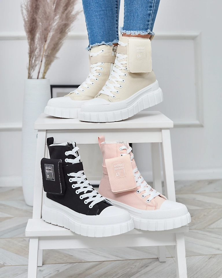 Adidași cu platformă înaltă de damă bej Uprella - Încălțăminte