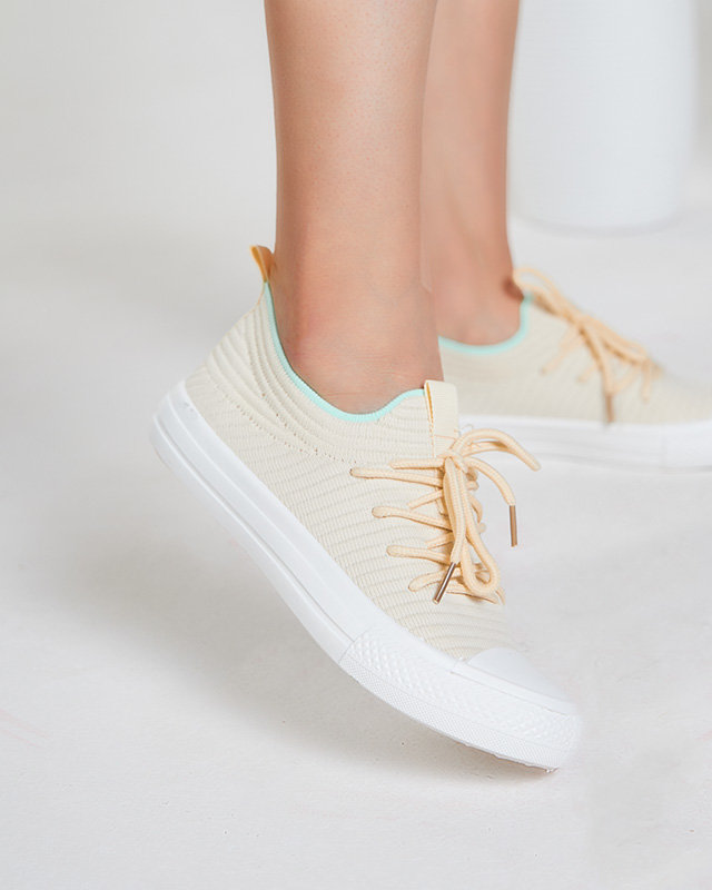 OUTLET Tenisi dama bej cu nervuri Manfer- Incaltaminte