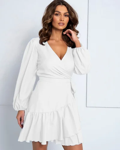 Rochie mini cu cravată pentru femei Royalfashion cu volane