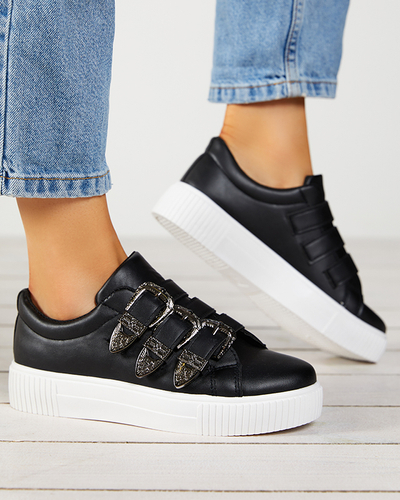 Pantofi sport de damă negri din piele ecologică Puvo- încălțăminte