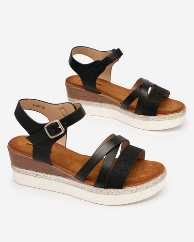 OUTLET Royalfashion Classic Black Sandale Lady BlackWhite pentru femei