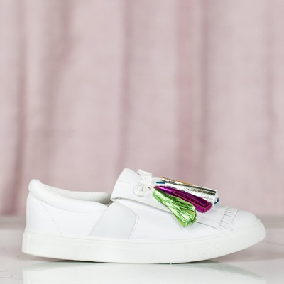 Adidași de sport albi cu franjuri Osederra - Încălțăminte