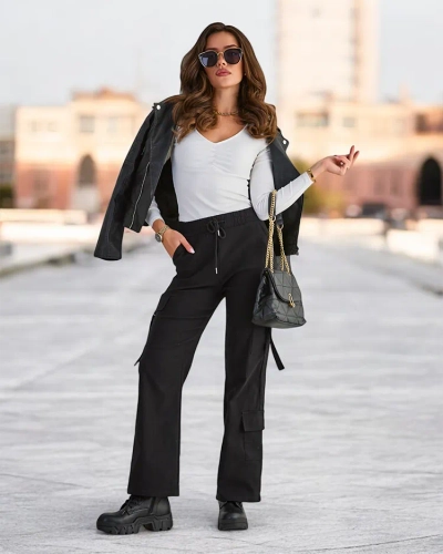 Royalfashion Pantaloni de luptă pentru femei din material textil