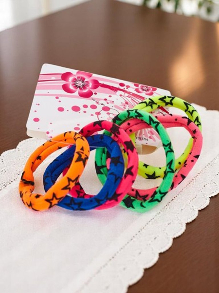 Royalfashion Set de 6 elastice de păr colorate Starina cu steluțe