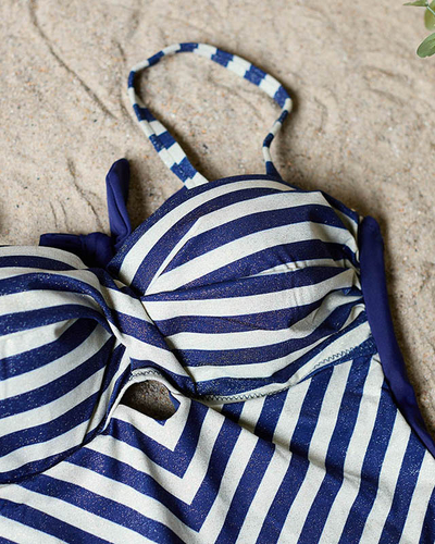 Costum de baie cu dungi de damă bleumarin dintr-o singură piesă - Lenjerie intimă