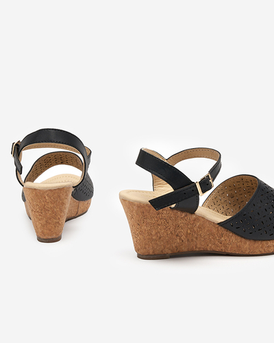 OUTLET Sandale negre dama pe pană Fugat - Încălțăminte