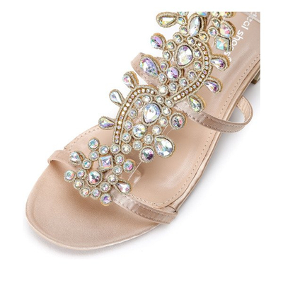 Złote sandały na płaskim obcasie Maritza - Obuwie