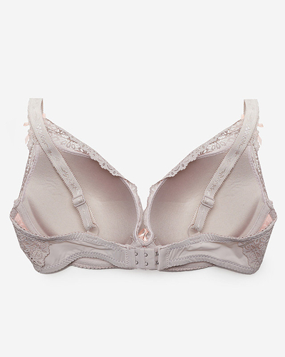 Sutien de dama din dantela roz si gri - Lenjerie intima