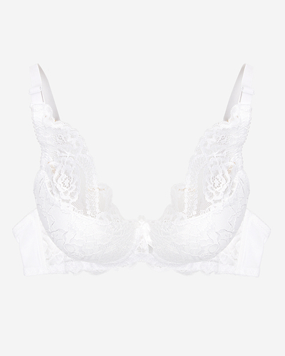 Sutien push-up dama cu dantela de culoare crem - Lenjerie intima