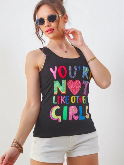 Royalfashion Top de bumbac pentru femei cu bretele și imprimeuri unice