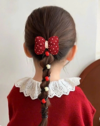 Royalfashion Elastic de păr tip spirală cu fundă