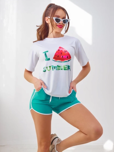 Royalfashion Set sportiv pentru femei cu tricou și pantaloni scurți Pepene