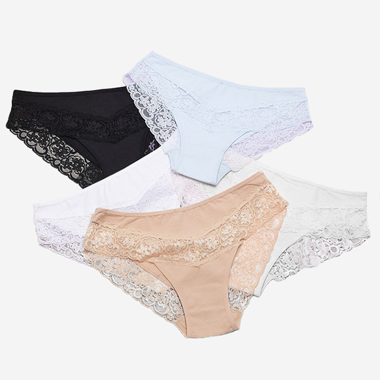 Set 5 perechi de slip de dama cu dantela - Lenjerie intima