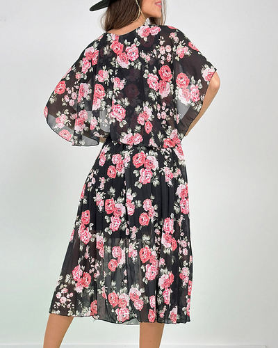 Royalfashion Rochie midi plisată cu motive florale pentru femei