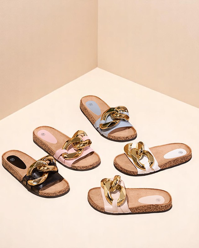 Papuci de damă bej cu decor Sofig-Footwear